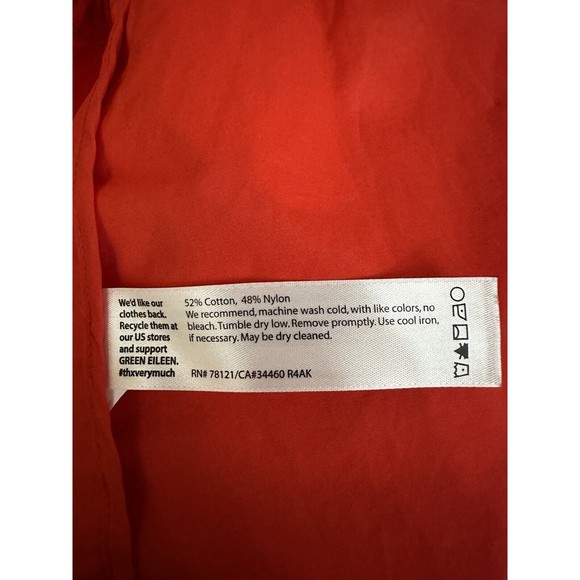Eileen Fisher Womens Orange Coral Raincoat Sz S/P Lined Pocket Cinch Waist,‎ EUC - Picture 5 of 5